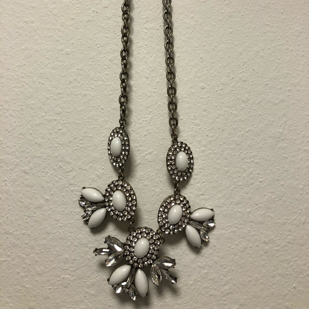 J Crew - Short Statement Necklace - Silver & White